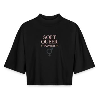 Groovy Pride Retro Égalité Queer Histoire - T-shirt femme coupe boxy recyclé manches mi-longues Stanley/Stella - noir - Devant - AI Model Female 172 light (172cm)