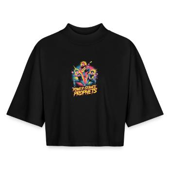 Power Stance Prophets Punk Rock Music - Boxy Frauen Recyceltes 1/2 Sleeved T-Shirt by Stanley/Stella - Schwarz - Vorne - AI Model Female 172 light (172cm)