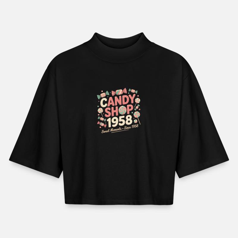 Vintage Süßwaren Werbung - Boxy Frauen Recyceltes 1/2 Sleeved T-Shirt by Stanley/Stella - Schwarz