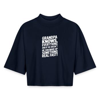 Lustiger Opa Zitat Großvater - Boxy Frauen Recyceltes 1/2 Sleeved T-Shirt by Stanley/Stella - Navy - Vorne - AI Model Female 172 light (172cm)