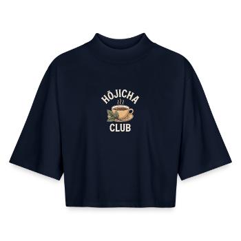 Hojicha Club Tea Japanese Roasted Tea Tea - Boxy Women's Recycled 1/2 Sleeved T-Shirt by Stanley/Stella - navy - Front - AI Model Female 172 light (172cm)