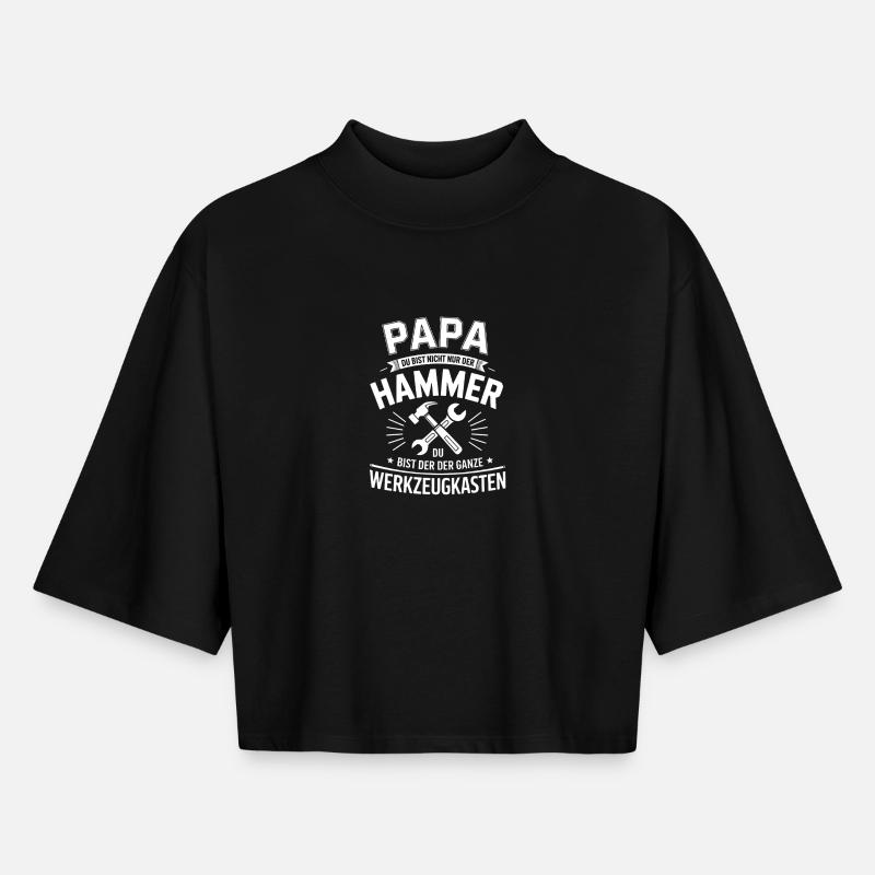 Dad Hammer Toolbox - Boxy Women's Recycled 1/2 Sleeved T-Shirt by Stanley/Stella - black
