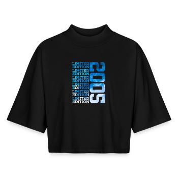 ÉDITION LIMITÉE 2005 21 ANS 21E ANNIVERSAIRE - T-shirt femme coupe boxy recyclé manches mi-longues Stanley/Stella - noir - Devant - AI Model Female 172 light (172cm)