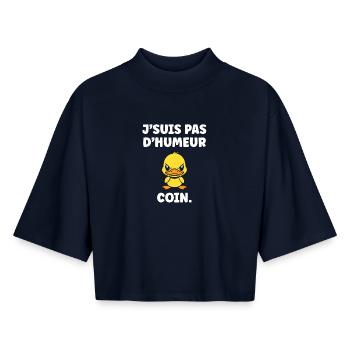 I'M NOT IN THE MOOD CORNER - Boxy Women's Recycled 1/2 Sleeved T-Shirt by Stanley/Stella - navy - Front - AI Model Female 172 light (172cm)