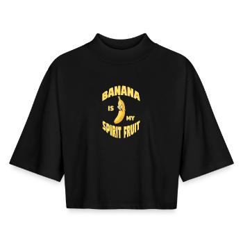 La banane est mon fruit spirituel - T-shirt femme coupe boxy recyclé manches mi-longues Stanley/Stella - noir - Devant - AI Model Female 172 light (172cm)