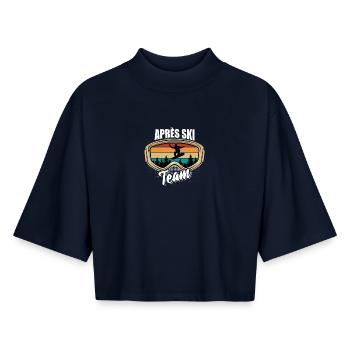 Snowboard | Après Ski Team, Winter Sports - Boxy Women's Recycled 1/2 Sleeved T-Shirt by Stanley/Stella - navy - Front - AI Model Female 172 light (172cm)