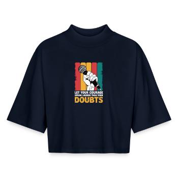 Poetry Slam Sprechen Sie Lauter Slam-poesie - Boxy Frauen Recyceltes 1/2 Sleeved T-Shirt by Stanley/Stella - Navy - Vorne - AI Model Female 172 light (172cm)