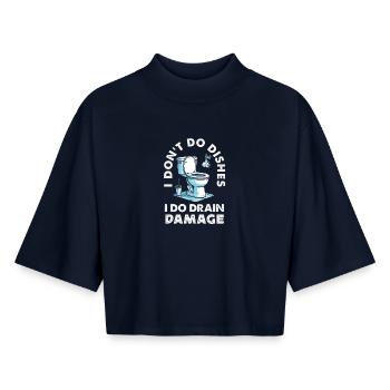 Toilet Clogging Master Funny - Boxy Women's Recycled 1/2 Sleeved T-Shirt by Stanley/Stella - navy - Front - AI Model Female 172 light (172cm)