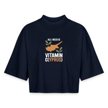 Cyprus All I Need Is Vitamin Cyprus Cyprus Flag - Boxy Women's Recycled 1/2 Sleeved T-Shirt by Stanley/Stella - navy - Front - AI Model Female 172 light (172cm)