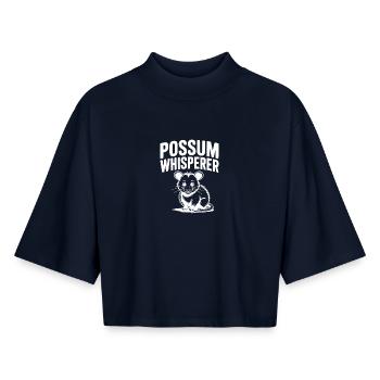 Opossum-Flüsterer - Boxy Frauen Recyceltes 1/2 Sleeved T-Shirt by Stanley/Stella - Navy - Vorne - AI Model Female 172 light (172cm)