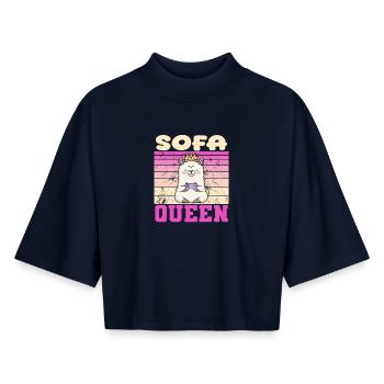 llama gamerin - Boxy Women's Recycled 1/2 Sleeved T-Shirt by Stanley/Stella - navy - Front - AI Model Female 172 light (172cm)
