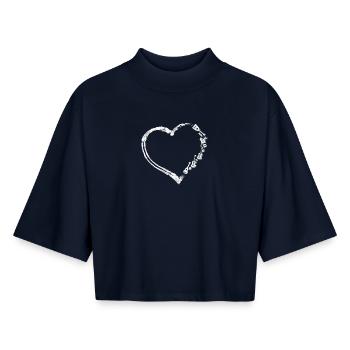 Hawaiian Ukulele Uke Heart - Boxy Frauen Recyceltes 1/2 Sleeved T-Shirt by Stanley/Stella - Navy - Vorne - AI Model Female 172 light (172cm)