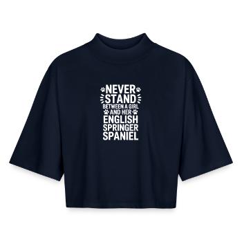 English Springer Spaniel Sayings Dog Gift - Boxy Women's Recycled 1/2 Sleeved T-Shirt by Stanley/Stella - navy - Front - AI Model Female 172 light (172cm)