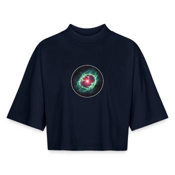 Astronomy Space Planetary Nebula Shell - Boxy Women's Recycled 1/2 Sleeved T-Shirt by Stanley/Stella - navy - Front - AI Model Female 172 light (172cm)