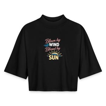 Sea hairs don't care about - Boxy Women's Recycled 1/2 Sleeved T-Shirt by Stanley/Stella - black - Front - AI Model Female 172 light (172cm)
