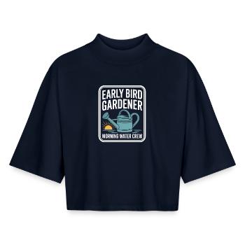 Early Bird Gardener Morning Water Crew - Boxy Women's Recycled 1/2 Sleeved T-Shirt by Stanley/Stella - navy - Front - AI Model Female 172 light (172cm)