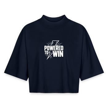 Powered to Win - Boxy Women's Recycled 1/2 Sleeved T-Shirt by Stanley/Stella - navy - Front - AI Model Female 172 light (172cm)