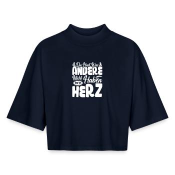 Tu as ce que les autres n’ont pas, mon cœur - T-shirt femme coupe boxy recyclé manches mi-longues Stanley/Stella - marine - Devant - AI Model Female 172 light (172cm)