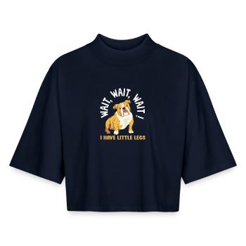 Wait for me, I've got little legs - Boxy Women's Recycled 1/2 Sleeved T-Shirt by Stanley/Stella - navy - Front - AI Model Female 172 light (172cm)