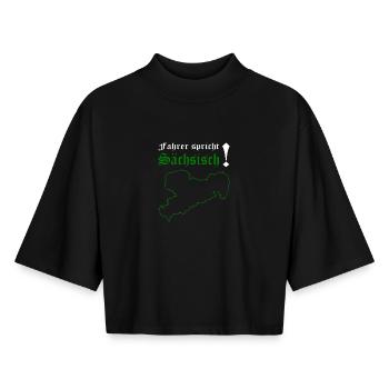 Dialecte saxon saxon de Saxe - T-shirt femme coupe boxy recyclé manches mi-longues Stanley/Stella - noir - Devant - AI Model Female 172 light (172cm)