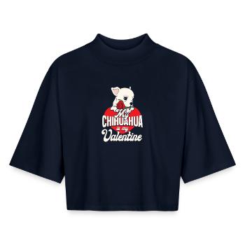 Chihuahua Chihuahueño Valentines - Boxy Women's Recycled 1/2 Sleeved T-Shirt by Stanley/Stella - navy - Front - AI Model Female 172 light (172cm)