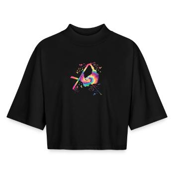 Ski alpin Sports d’hiver Ski nordique - T-shirt femme coupe boxy recyclé manches mi-longues Stanley/Stella - noir - Devant - AI Model Female 172 light (172cm)