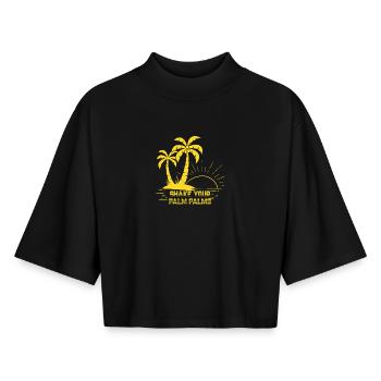 Shake Your Palm Palms Sunset - Boxy Women's Recycled 1/2 Sleeved T-Shirt by Stanley/Stella - black - Front - AI Model Female 172 light (172cm)