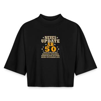 New Update from 50 Retro Design - Boxy Women's Recycled 1/2 Sleeved T-Shirt by Stanley/Stella - black - Front - AI Model Female 172 light (172cm)