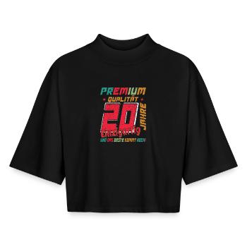Premium 20 Unique Vintage - Boxy Women's Recycled 1/2 Sleeved T-Shirt by Stanley/Stella - black - Front - AI Model Female 172 light (172cm)