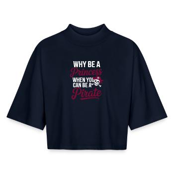 Piraten-Einstellung: Prinzessin nicht enthalten - Boxy Frauen Recyceltes 1/2 Sleeved T-Shirt by Stanley/Stella - Navy - Vorne - AI Model Female 172 light (172cm)