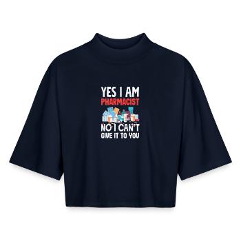 Yes, I'm a pharmacist funny pharmacy assistant - Boxy Women's Recycled 1/2 Sleeved T-Shirt by Stanley/Stella - navy - Front - AI Model Female 172 light (172cm)