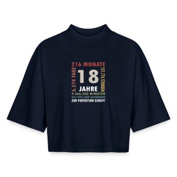 18 Years Anniversary Typo Countdown - Boxy Women's Recycled 1/2 Sleeved T-Shirt by Stanley/Stella - navy - Front - AI Model Female 172 light (172cm)