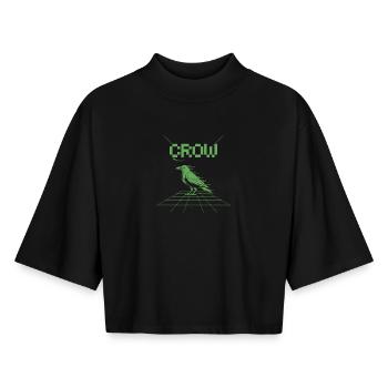 Crow Retro Shirt – 8 Bit Gaming Style - Boxy Women's Recycled 1/2 Sleeved T-Shirt by Stanley/Stella - black - Front - AI Model Female 172 light (172cm)