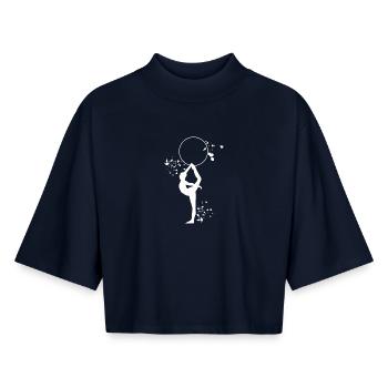 Gymnastics Hoops Rhythmic Gymnastics - Boxy Women's Recycled 1/2 Sleeved T-Shirt by Stanley/Stella - navy - Front - AI Model Female 172 light (172cm)