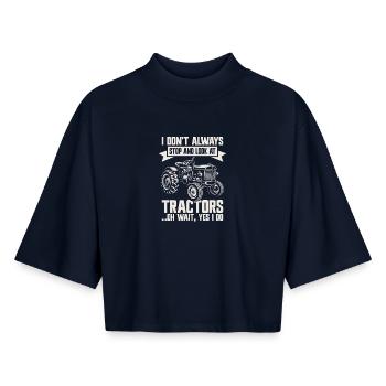 Tractor Farmer Farm Farming - Boxy Women's Recycled 1/2 Sleeved T-Shirt by Stanley/Stella - navy - Front - AI Model Female 172 light (172cm)