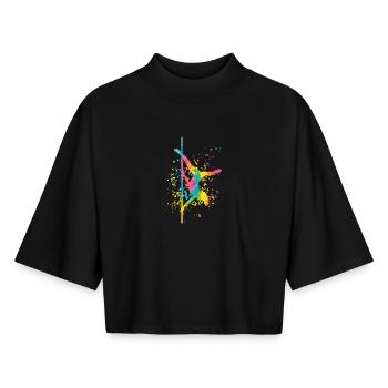 Poledance Bar Fitness Frauen Pole Dance - Boxy Frauen Recyceltes 1/2 Sleeved T-Shirt by Stanley/Stella - Schwarz - Vorne - AI Model Female 172 light (172cm)