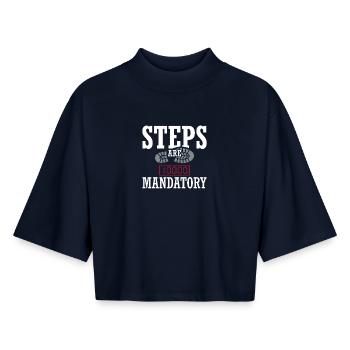 Schnittsaison Bei Reduziertem Kaloriendefizit - Boxy Frauen Recyceltes 1/2 Sleeved T-Shirt by Stanley/Stella - Navy - Vorne - AI Model Female 172 light (172cm)