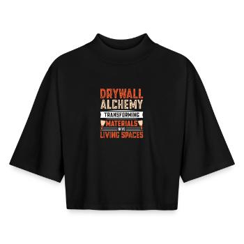 Drywall Drywall Builder Drywall Fitter - Boxy Women's Recycled 1/2 Sleeved T-Shirt by Stanley/Stella - black - Front - AI Model Female 172 light (172cm)