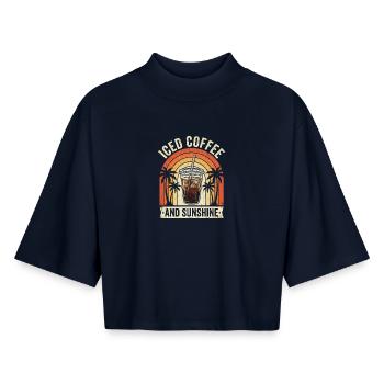 Eiskaffee und Sonnenschein - Boxy Frauen Recyceltes 1/2 Sleeved T-Shirt by Stanley/Stella - Navy - Vorne - AI Model Female 172 light (172cm)