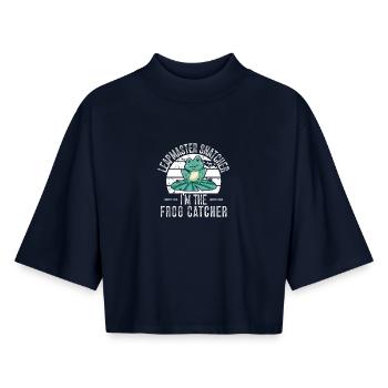 Grenouille Attrapeuse, Sauteuse, Grenouille Attrapeuse, Ravisseur, - T-shirt femme coupe boxy recyclé manches mi-longues Stanley/Stella - marine - Devant - AI Model Female 172 light (172cm)