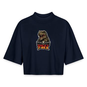 Emo Dinosaur, Sad Dino, Emotional - Boxy Women's Recycled 1/2 Sleeved T-Shirt by Stanley/Stella - navy - Front - AI Model Female 172 light (172cm)