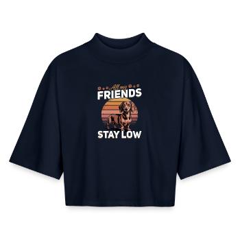 Funny Dog Breed Dachshund - Boxy Women's Recycled 1/2 Sleeved T-Shirt by Stanley/Stella - navy - Front - AI Model Female 172 light (172cm)