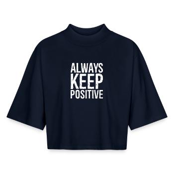 Bleib immer positiv - Boxy Frauen Recyceltes 1/2 Sleeved T-Shirt by Stanley/Stella - Navy - Vorne - AI Model Female 172 light (172cm)