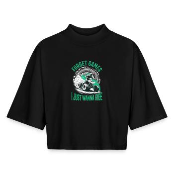 Quad ATV Boy Men Four Wheeler - Boxy Frauen Recyceltes 1/2 Sleeved T-Shirt by Stanley/Stella - Schwarz - Vorne - AI Model Female 172 light (172cm)