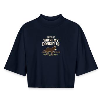 Donkey Lover Donkey Funny Donkey Farm Animal - Boxy Women's Recycled 1/2 Sleeved T-Shirt by Stanley/Stella - navy - Front - AI Model Female 172 light (172cm)