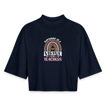 Geschenke für ESE-Lehrer - Boxy Frauen Recyceltes 1/2 Sleeved T-Shirt by Stanley/Stella - Navy - Vorne - AI Model Female 172 light (172cm)