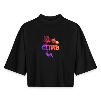 Climb Gradient Silhouette - Boxy Frauen Recyceltes 1/2 Sleeved T-Shirt by Stanley/Stella - Schwarz - Vorne - AI Model Female 172 light (172cm)