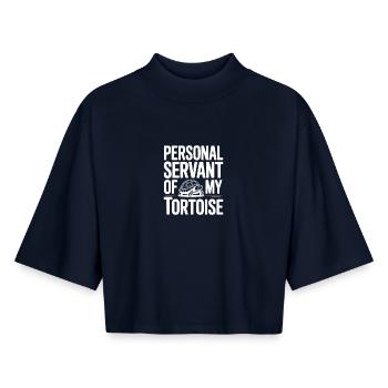 Serviteur personnel de ma tortue - T-shirt femme coupe boxy recyclé manches mi-longues Stanley/Stella - marine - Devant - AI Model Female 172 light (172cm)