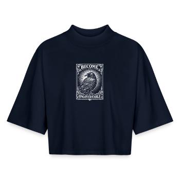 Werde unregierbarer lustiger Rabe - Boxy Frauen Recyceltes 1/2 Sleeved T-Shirt by Stanley/Stella - Navy - Vorne - AI Model Female 172 light (172cm)