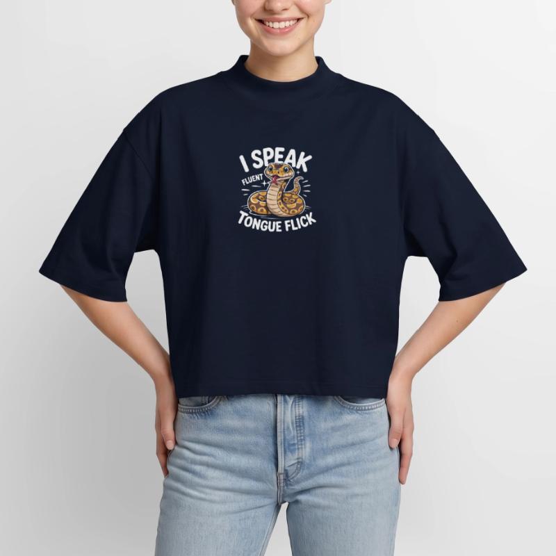 Langue Fluide | Humour du Python Roi T-shirt femme coupe boxy recyclé manches mi-longues Stanley/Stella